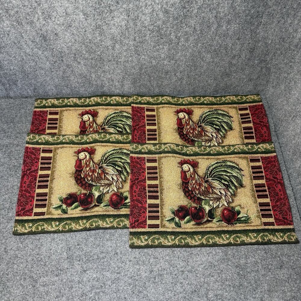 Tapestry Placemats Lot Of 4 Country Farm Pumpkin Rooster Truck Dog Sunflowers